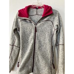 Haglofs Womens Knit Fleece Zip Jacket Gray Sz M Swook Hood Sweden